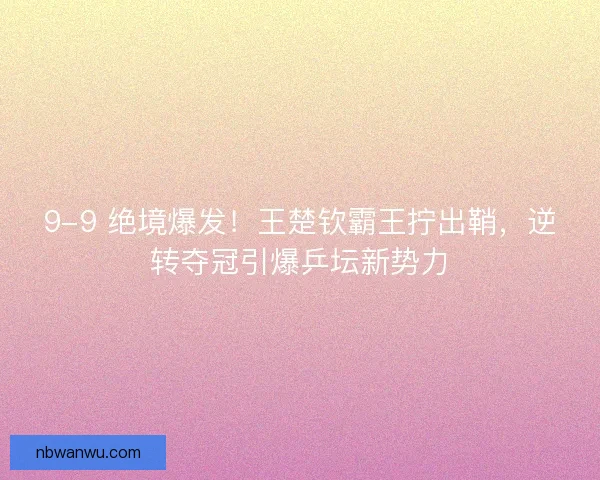 9-9 绝境爆发！王楚钦霸王拧出鞘，逆转夺冠引爆乒坛新势力