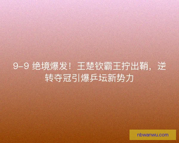 9-9 绝境爆发!王楚钦霸王拧出鞘,逆转夺冠引爆乒坛新势力 9-9 绝境爆发!王楚钦霸王拧出鞘,逆转夺冠引爆乒坛新势力