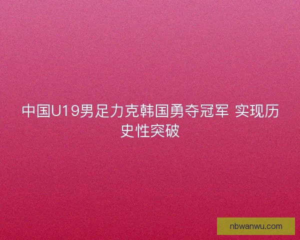 中国U19男足力克韩国勇夺冠军 实现历史性突破 中国U19男足力克韩国勇夺冠军 实现历史性突破